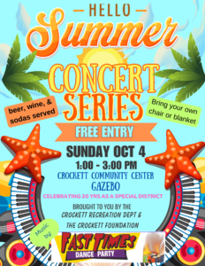 Fast Times at Crockett Summer Concerts Sunday 10/04/2026