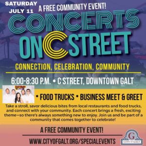 Fast Times Saturday 07/11/2026 City of Galt Concerts on C Street – 803 C Street Galt, CA. 95632 6:00pm – 8:00pm
